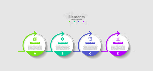 Elements infographic business template circle colorful with 4 step