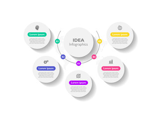 Idea business infographic template circle colorful with 5 step