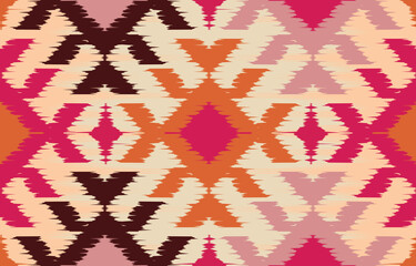 Beautiful Motif Ethnic Ikat Navajo. Seamless Kasuri pattern in tribal, folk embroidery, Mexican, Indian, Moroccan style.Aztec geometric art ornament print. textured design for carpet, fabric.