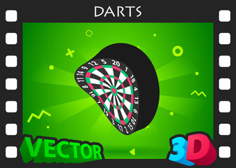 Darts isometric design icon. Vector web illustration. 3d colorful concept