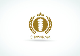 Naklejka premium Set of shawarma doner kebab logo templates. creative labels for Turkish and Arabian fast food restaurant 