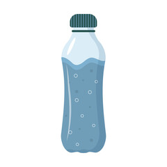 Plastic water bottle with bubbles. Vector illustration.
