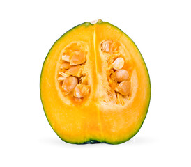Green pumpkin isolated on the white background .