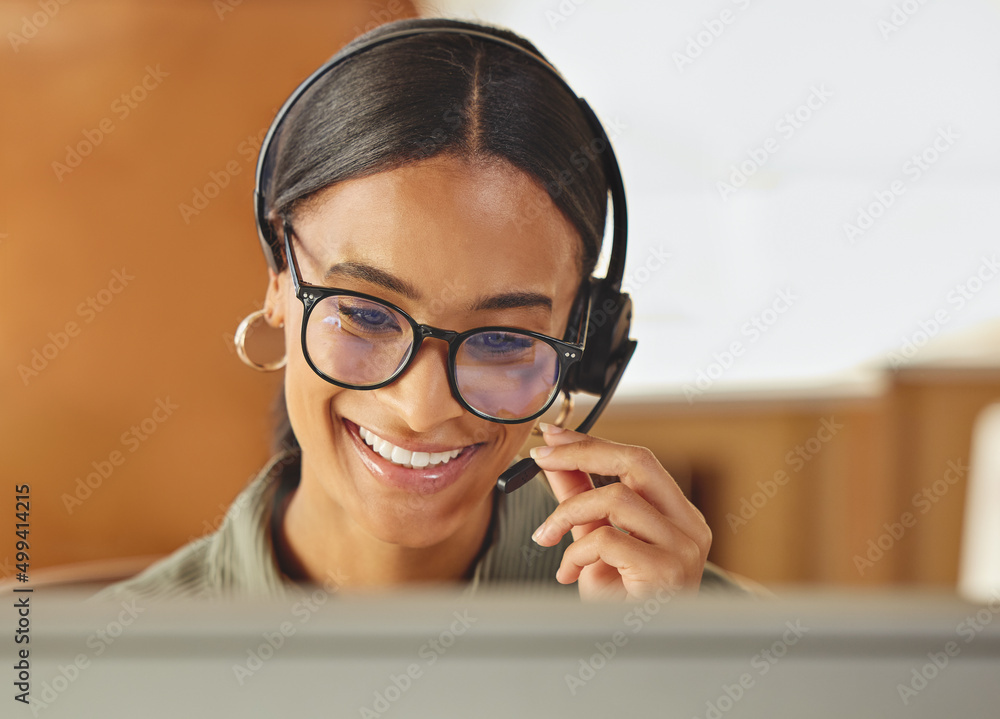 Poster dealing swiftly with calls to ensure the best service. shot of a young businesswoman working on a co