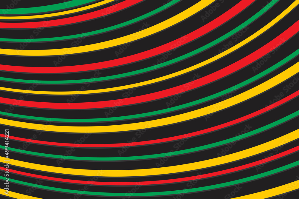 Poster simple background with curved lines pattern and with jamaican color theme