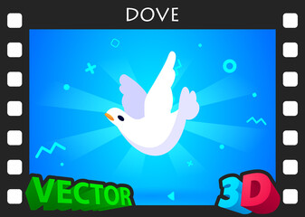 Dove isometric design icon. Vector web illustration. 3d colorful concept