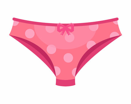 pink women briefs with polka dots with a bow. flat vector illustration.