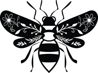 Floral Bee Vector Illustration