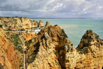 Fototapeta na wymiar cliff and rocks in Ponta da Piedade near Lagos, Algarve, Portugal