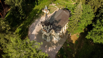 neo gothic church of holy apostles peter and paul in shuvalov park in saint petersburg.