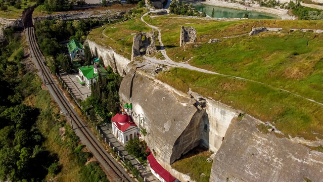 St. Klimentovsky Cave Monastery in the rock in Inkerman in the Crimea