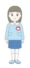 スモックを着た女の子の幼稚園児