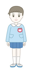 スモックを着た男の子の幼稚園児