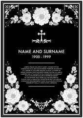 Memorial & Funeral Card Templates with flowers paper cut
