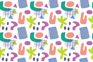 seamless abstract pattern with simple colorful shapes