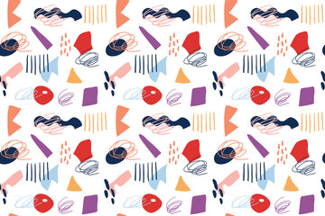 seamless repeating pattern with simple colorful abstract shapes