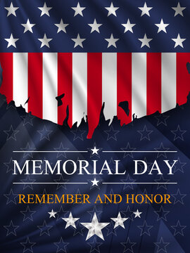 Memorial day background. National holiday of the USA with ragged flag United States.