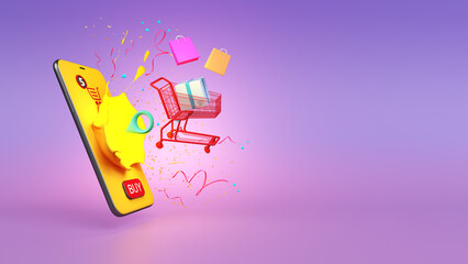 Shopping online order with applications on smartphones.