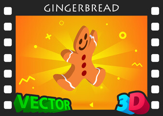 Fototapeta premium Gingerbread isometric design icon. Vector web illustration. 3d colorful concept