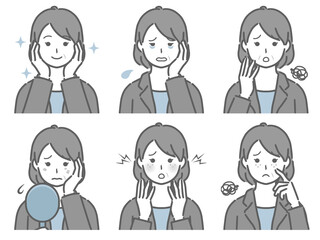 肌に関する色々　スーツの中年女性