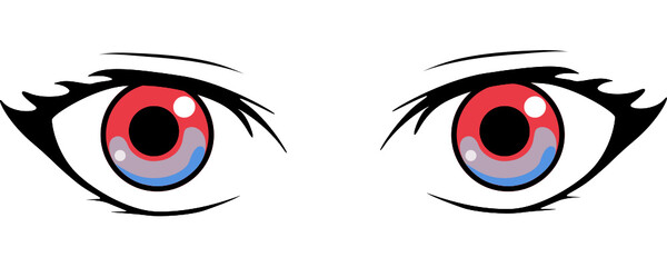 Colorful eyes collection isolated on white, modern design, Cartoon woman eyes and eyebrows with lashes. Isolated vector illustration. Can be used for T-shirt print, tattoo color concept.