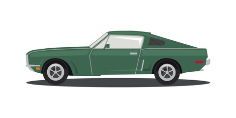 Fototapeta na wymiar Green car on a white background in a flat style. Vector image.