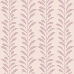 Pastel leaf vector pattern, seamless botanical print, garland background,
