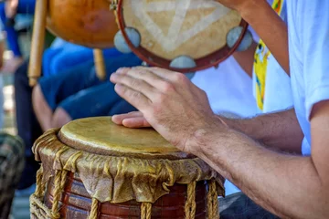 Fotobehang Rustic percussion instrument called atabaque and used in capoeira and Brazilian samba performances © Fred Pinheiro