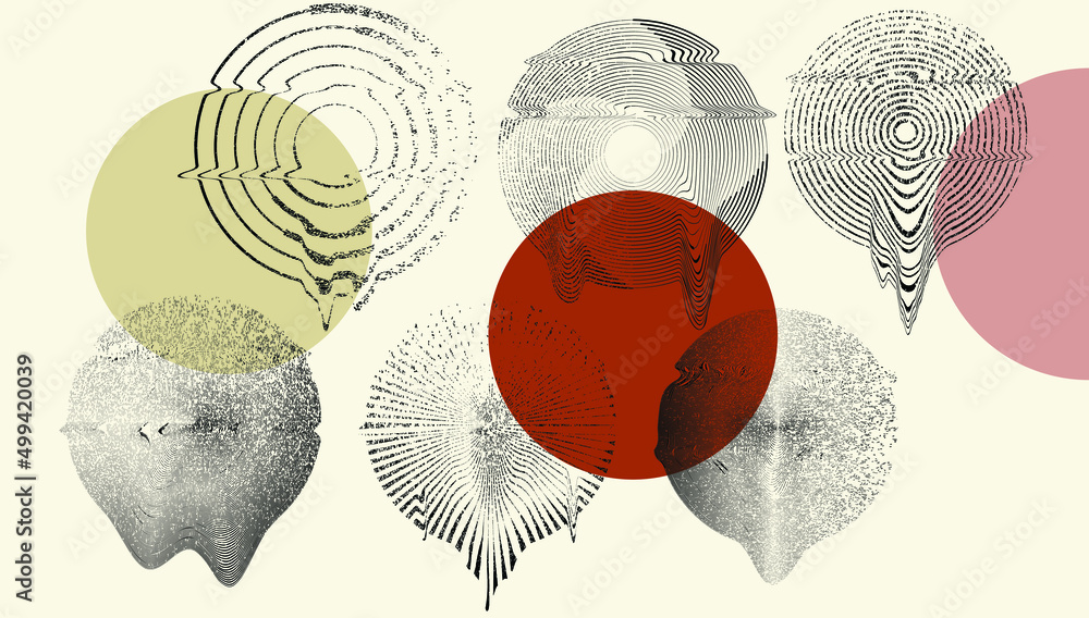Poster glitch distorted geometric shape . minimal art design . noise destroyed circle logo . trendy defect 