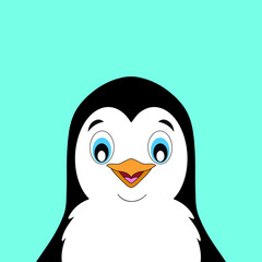 Cute penguin on a blue background
