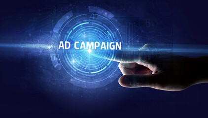 Hand touching business concept button