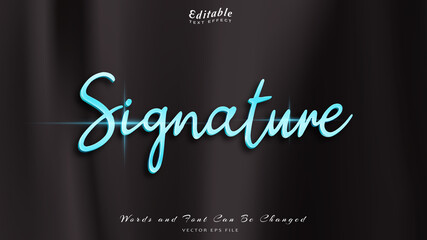 signature editable text effect with black wavy background. black silk luxury background.