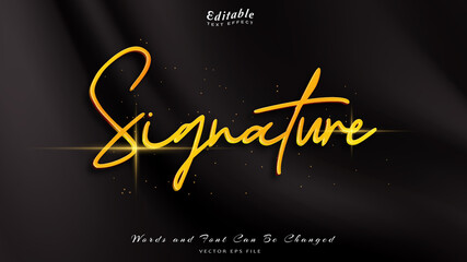 signature editable text effect with black wavy background. black silk luxury background.