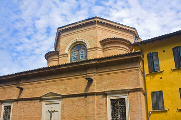 Fototapeta na wymiar Historical old building in downtown of Pesaro, Italy