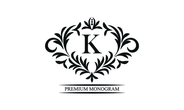Exquisite monogram template with the initials K. Elegant logo for cafes, bars, restaurants, invitations. Business style and brand of the company.