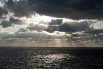 Fototapeta na wymiar Caribbean Sea Dramatic Cloudy Sunset
