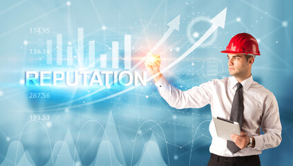 Young Businessman with helmet concept