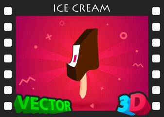 Ice cream isometric design icon. Vector web illustration. 3d colorful concept