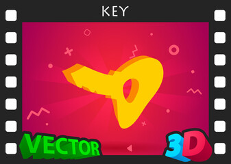 Fototapeta premium Key isometric design icon. Vector web illustration. 3d colorful concept