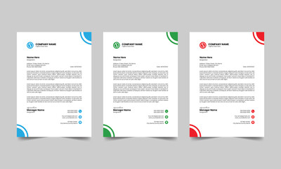 Professional corporate company business letterhead template design with color variation 