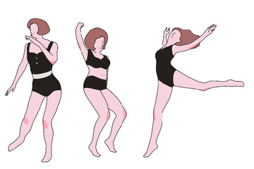 춤추는 여자 수영복 일러스트 아이콘 벡터 소스 디자인