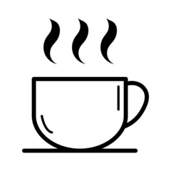 Coffee icon, breakfast drink cafe, cappuccino, hot simple isolated illustration, vector line