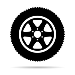 Fototapeta premium Auto car wheel icon, vehicle tire rim symbol, automotive race sport sign vector illustration