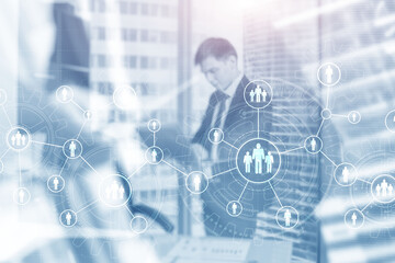 Gear Connection Concept and Human resources managemen on office background