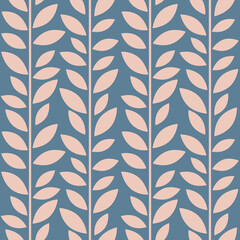 Modern leaf vector pattern, seamless botanical print, garland background