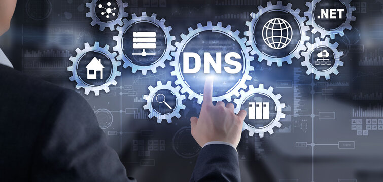 DNS Domain name System server concept. Mixed media