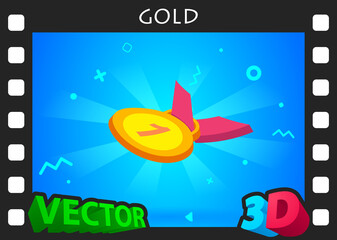 Gold isometric design icon. Vector web illustration. 3d colorful concept