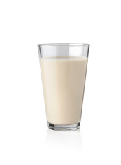 Soya milk or soy milk in glass isolated on white background.