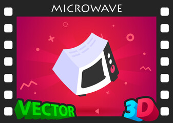 Microwave isometric design icon. Vector web illustration. 3d colorful concept