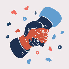 Vector illustration of Teamwork. Respect rescue. Two hands help each other